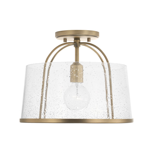 Madison One Light Semi-Flush Mount in Aged Brass