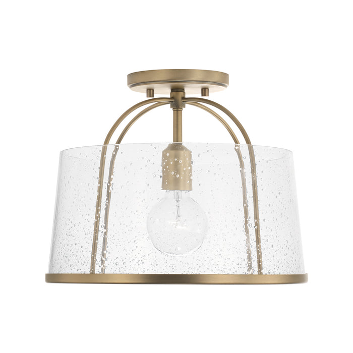 Madison One Light Semi-Flush Mount in Aged Brass