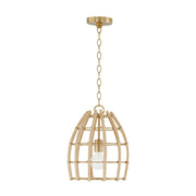 Wren One Light Pendant in Matte Brass
