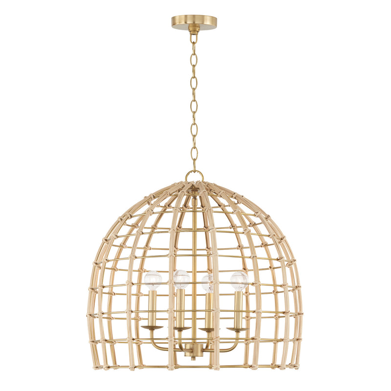 Wren Four Light Pendant in Matte Brass