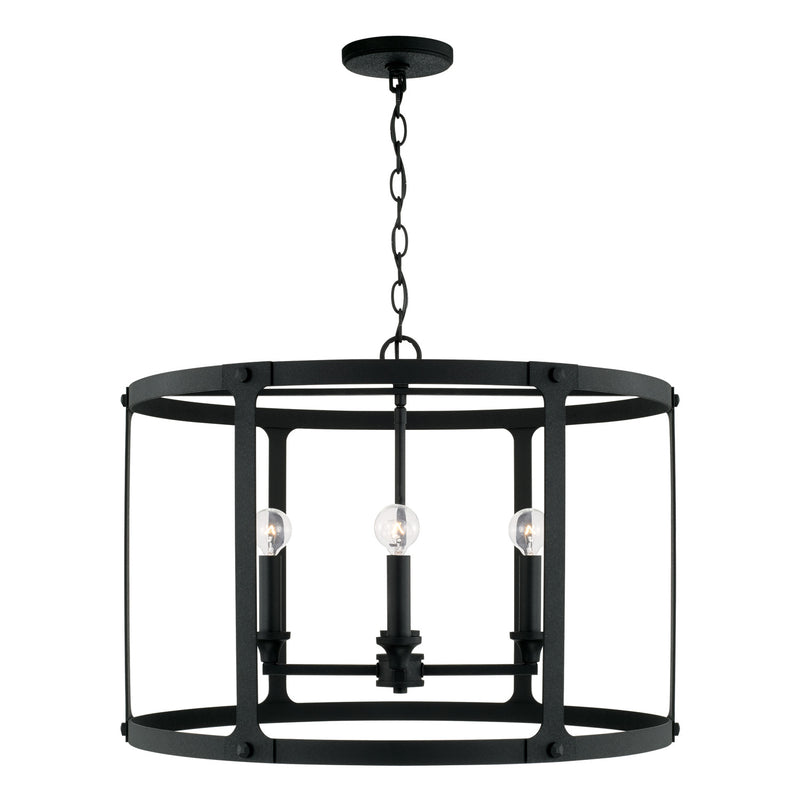 Brennen Four Light Pendant in Black Iron