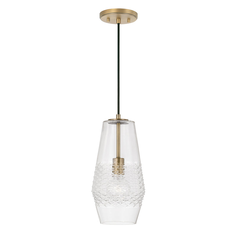 Dena One Light Pendant in Aged Brass