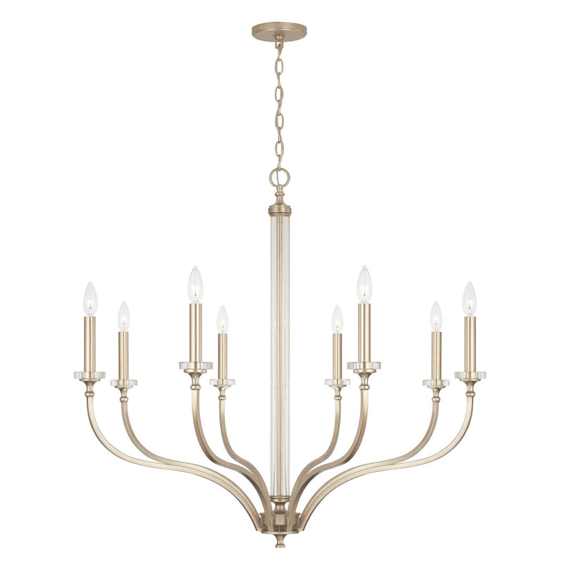 Breigh Eight Light Chandelier in Brushed Champagne