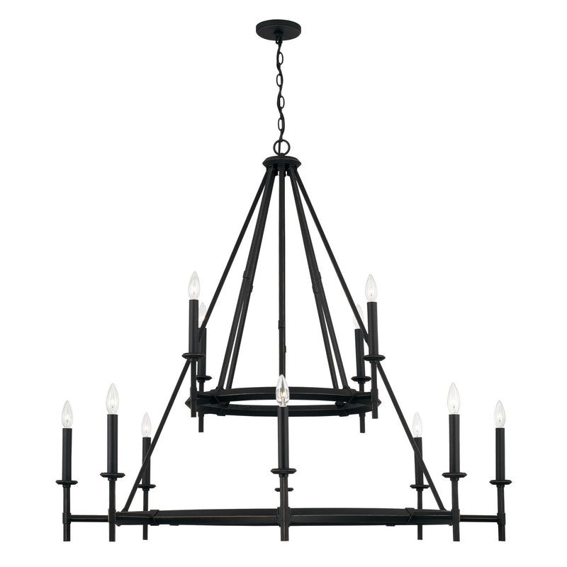 Ogden 12 Light Chandelier in Brushed Black Iron