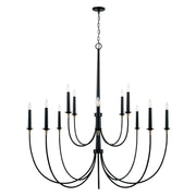 Amara 12 Light Chandelier in Matte Black with Brass