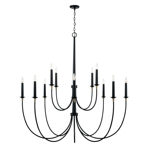 Amara 12 Light Chandelier in Matte Black with Brass