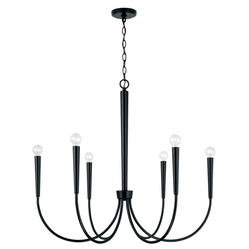 Holden Six Light Chandelier in Matte Black