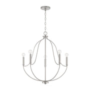 Madison Five Light Chandelier in Brushed Nickel