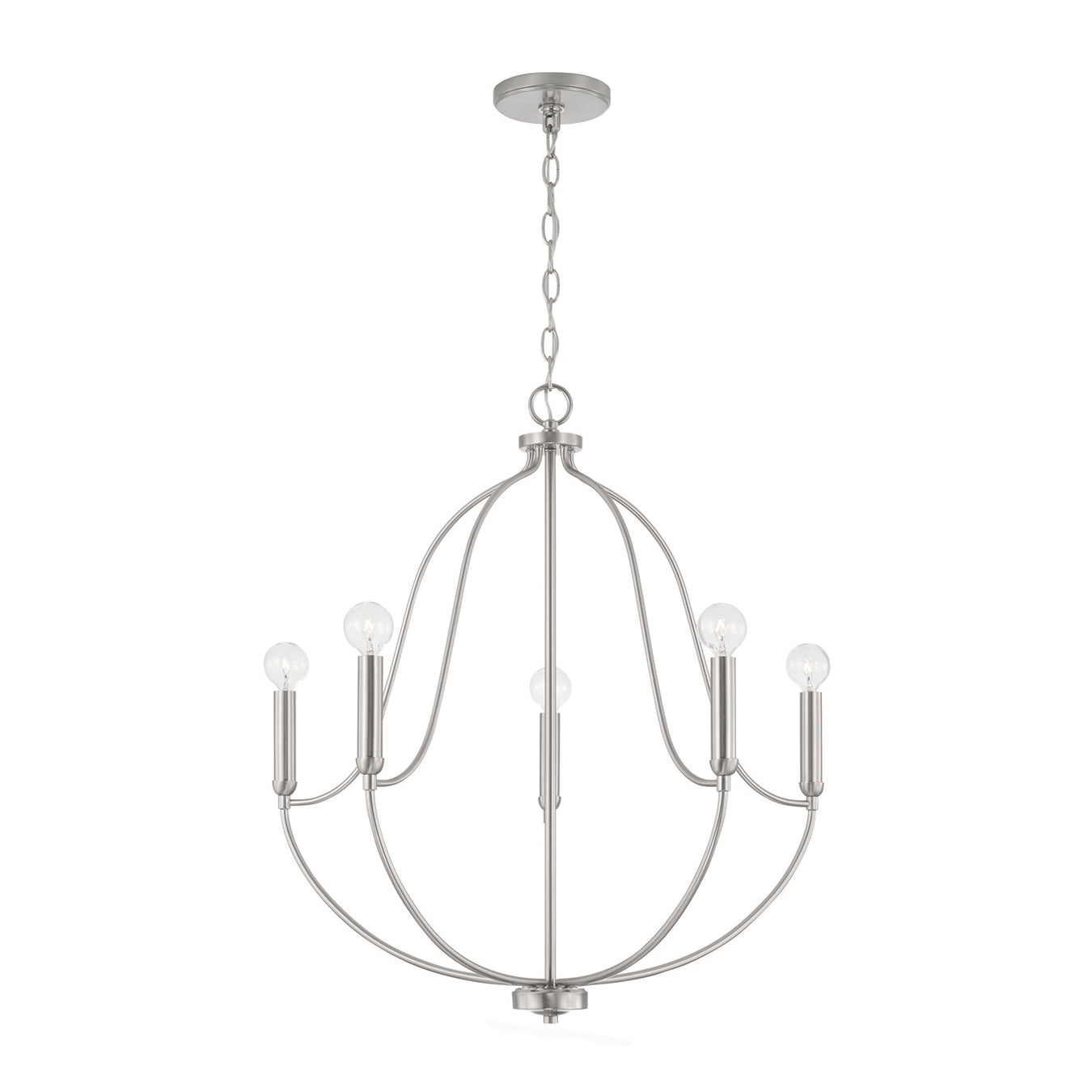Madison Five Light Chandelier in Brushed Nickel