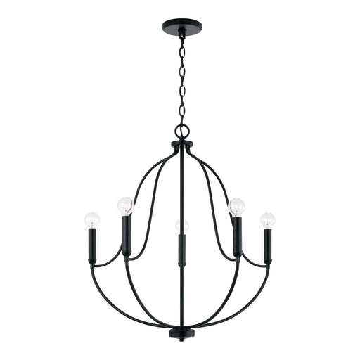 Madison Five Light Chandelier in Matte Black