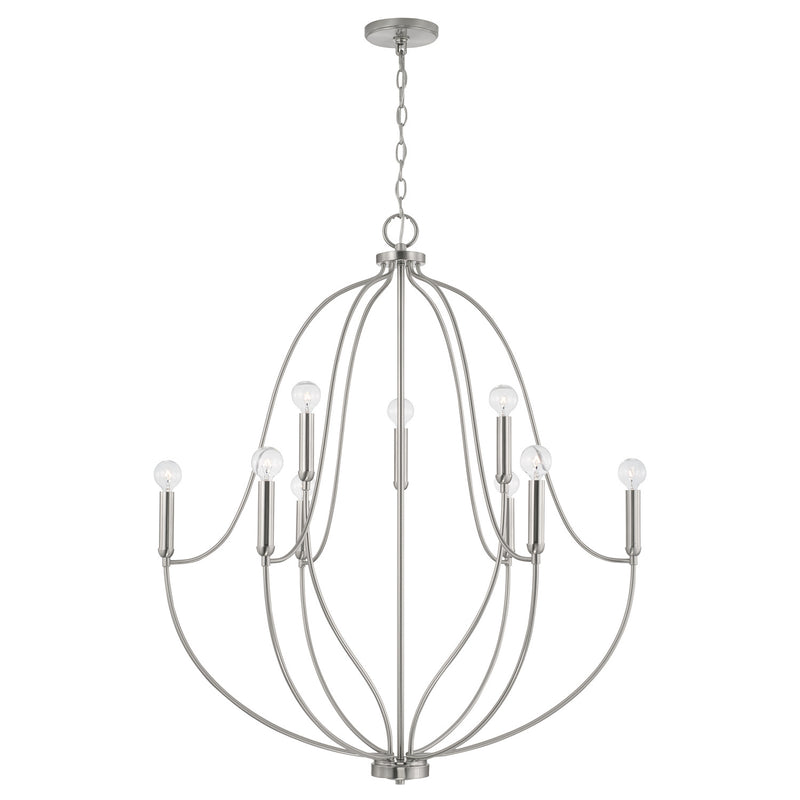 Madison Nine Light Chandelier in Brushed Nickel