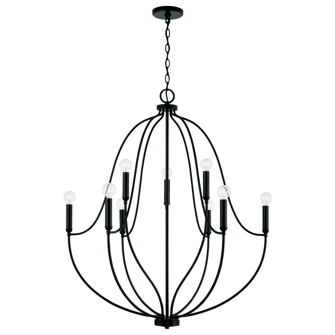 Madison Nine Light Chandelier in Matte Black