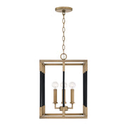 Bleeker Four Light Foyer Pendant in Aged Brass and Black
