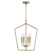 Holden Four Light Foyer Pendant in Aged Brass