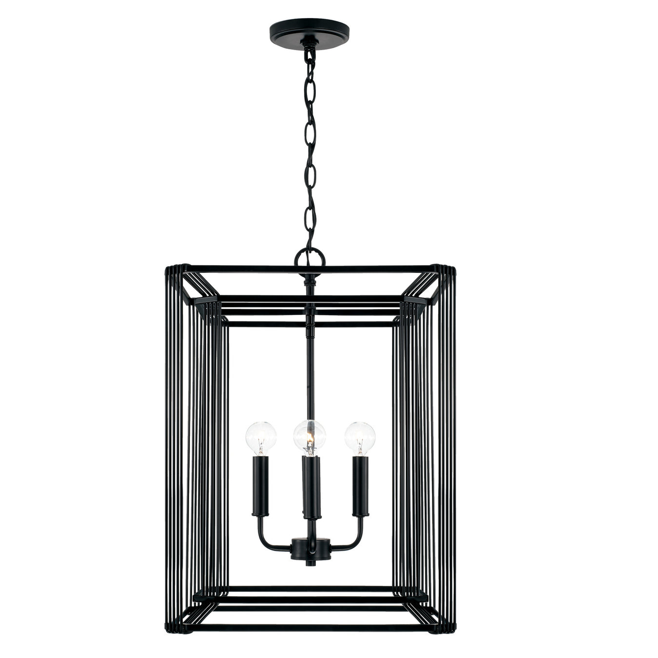 Lennon Four Light Foyer Pendant in Matte Black