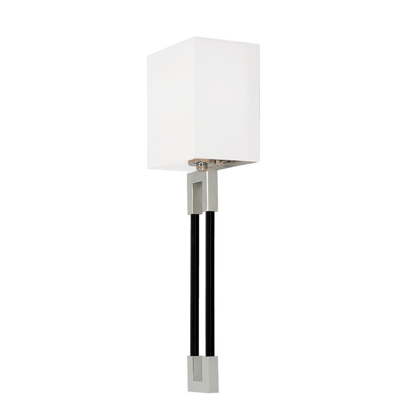 Bleeker One Light Wall Sconce in Polished Nickel and Matte Black