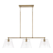 Baker Three Light Island Pendant in Aged Brass