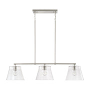 Baker Three Light Island Pendant in Brushed Nickel