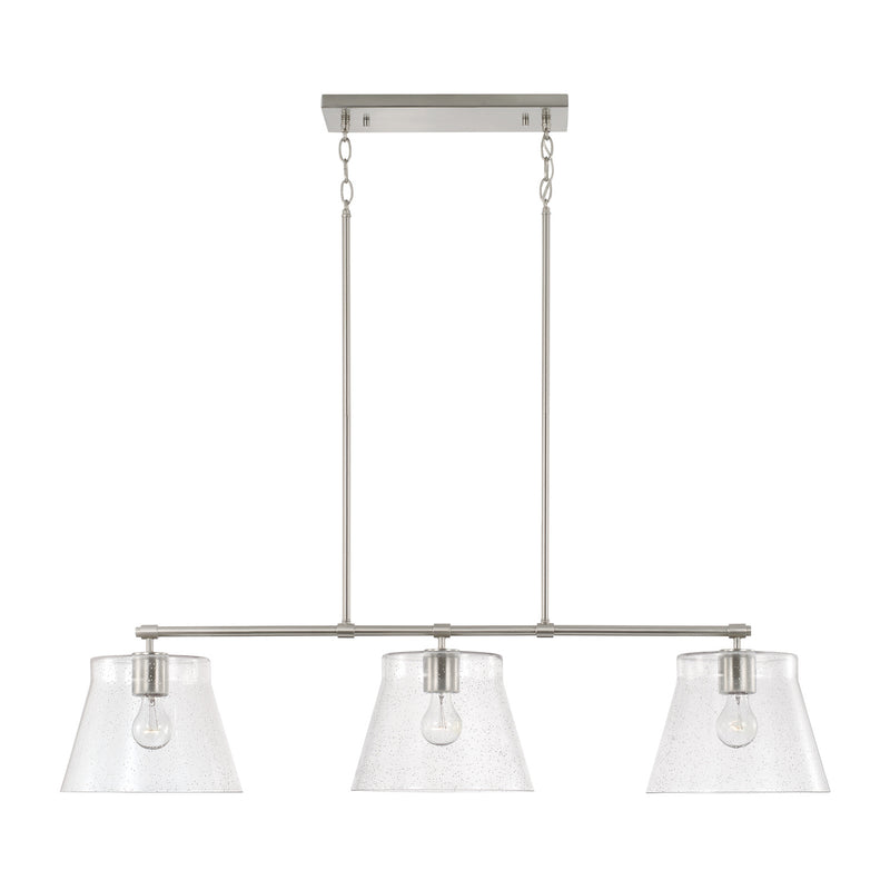 Baker Three Light Island Pendant in Brushed Nickel
