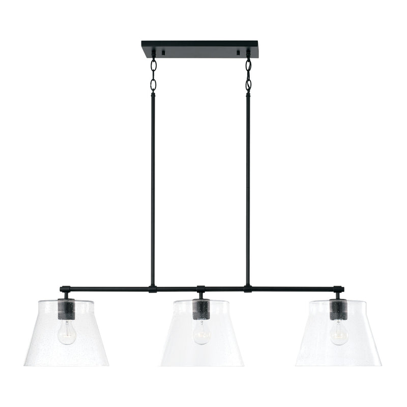 Baker Three Light Island Pendant in Matte Black