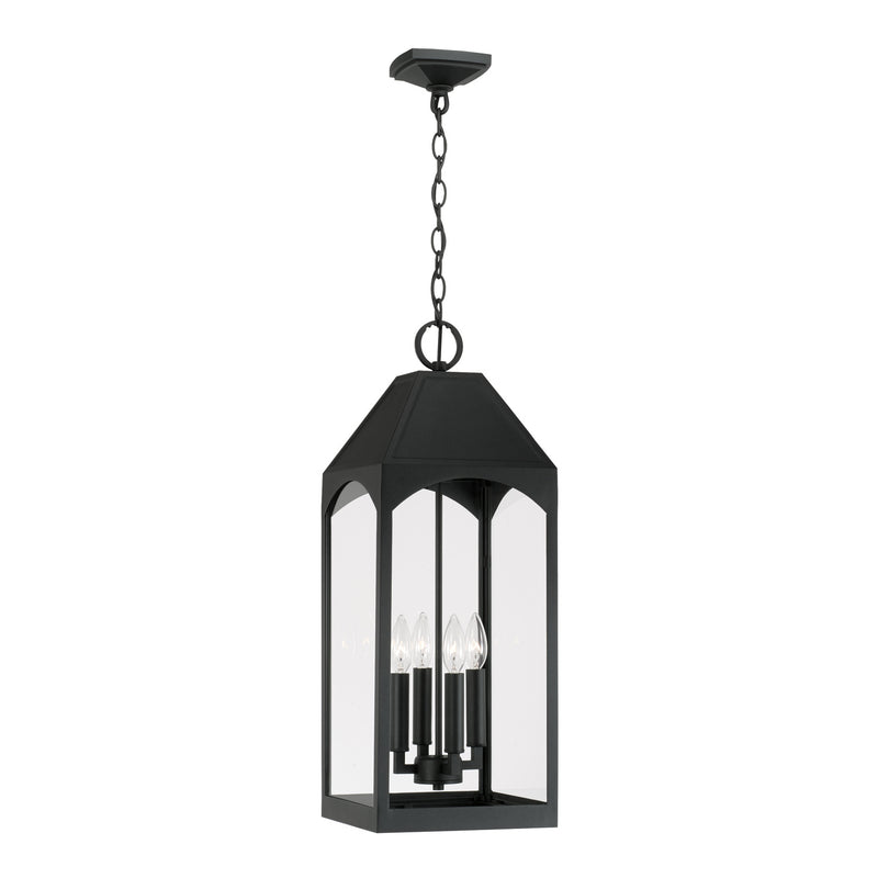 Burton Four Light Outdoor Hanging Lantern in Black