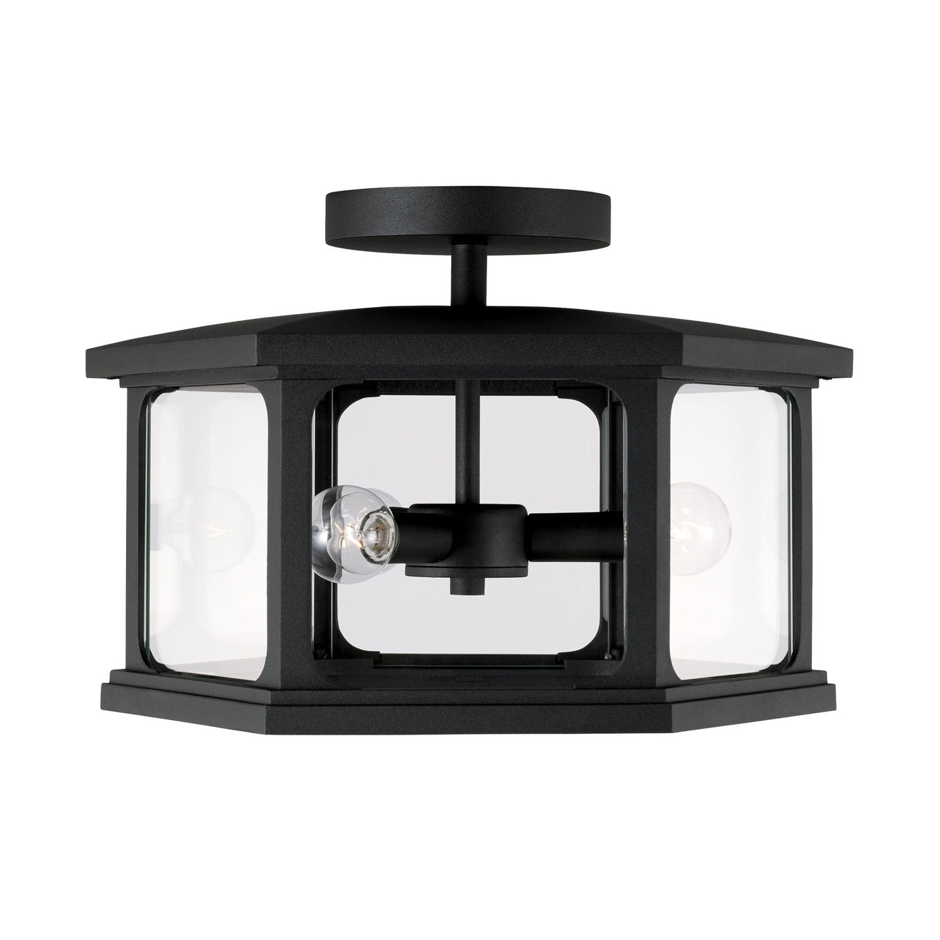 Walton Three Light Outdoor Semi-Flush Mount in Black