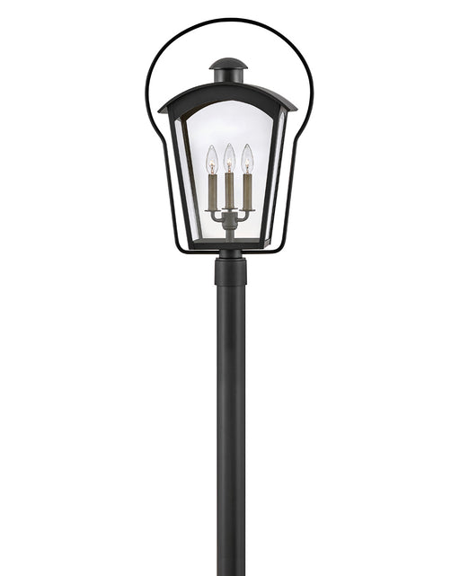 Yale Three Light Post Top or Pier Mount Lantern in Black by Hinkley Lighting