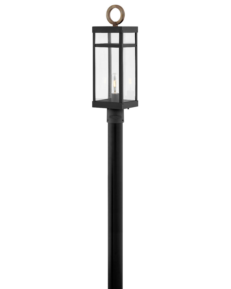 Porter LED Post Top or Pier Mount Lantern in Black by Hinkley Lighting