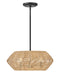 Luca Three Light Pendant in Black with Camel Rattan shade