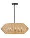 Luca Five Light Pendant in Black with Camel Rattan shade by Hinkley Lighting