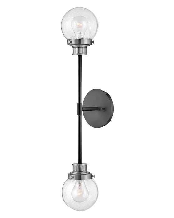 Poppy Two Light Wall Sconce in Black with Brushed Nickel accents by Hinkley Lighting