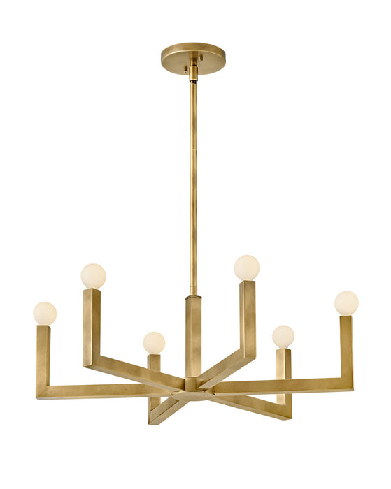 Ezra Six Light Chandelier in Heritage Brass by Hinkley Lighting