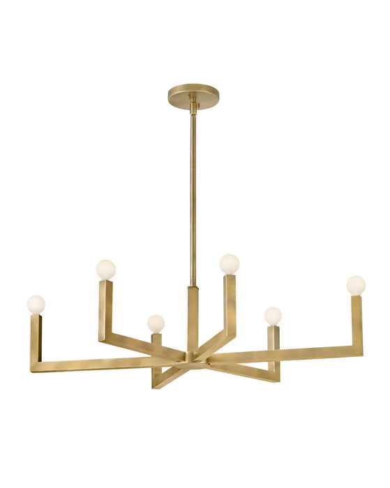 Ezra Six Light Linear Pendant in Heritage Brass by Hinkley Lighting