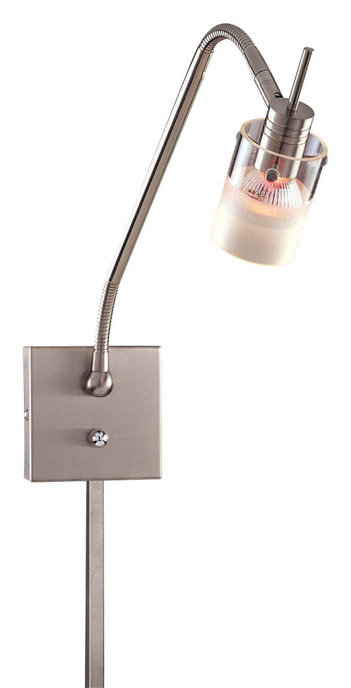 1 Light Low Voltage Wall Lamp in Brushed Nickel with Clear+Sandblast