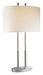 2 Light Table Lamp in Brushed Nickel with White Linen