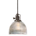 Central Park 1-Light Pendant with 7" Glass Shade in Gun Metal with Mercury Ribbed Glass
