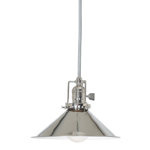 Central Park 1-Light Pendant with 8" Metal Shade in Polished Nickel