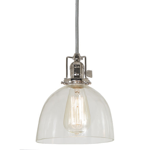 Central Park 1-Light Pendant with 7" Glass Shade in Polished Nickel with Clear Glass
