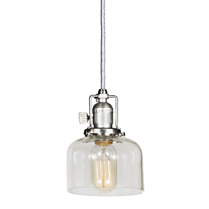 Central Park 1-Light Wrenley Pendant with 5" Glass Shade in Satin Nickel