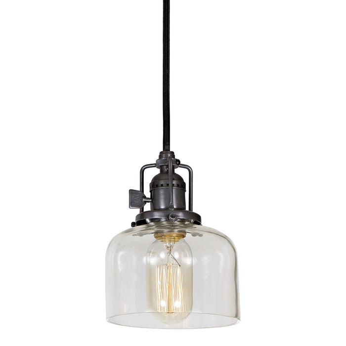 Central Park 1-Light Wrenley Pendant with 5" Glass Shade in Gun Metal