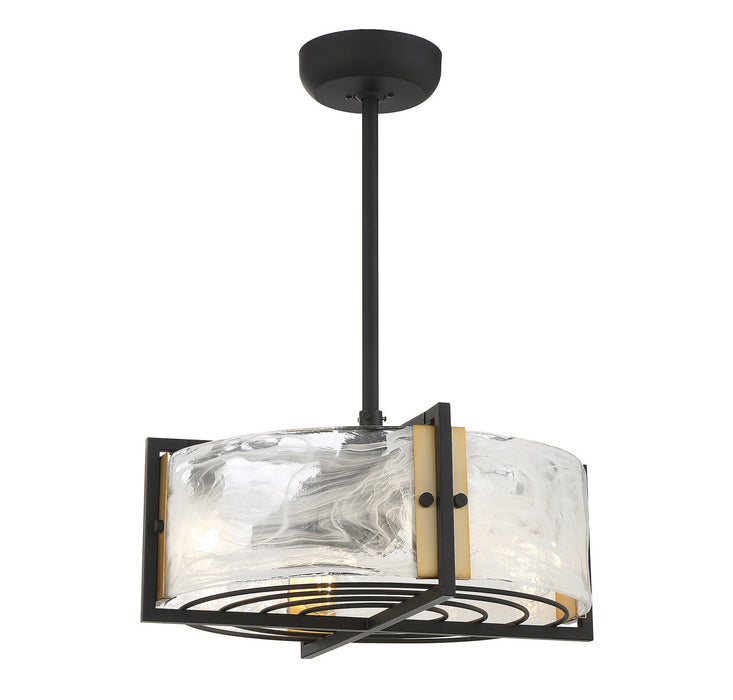 Hayward 4-Light 12" Fan D'lier in Matte Black with Warm Brass from Savoy House, item number 24-FD-1698-143