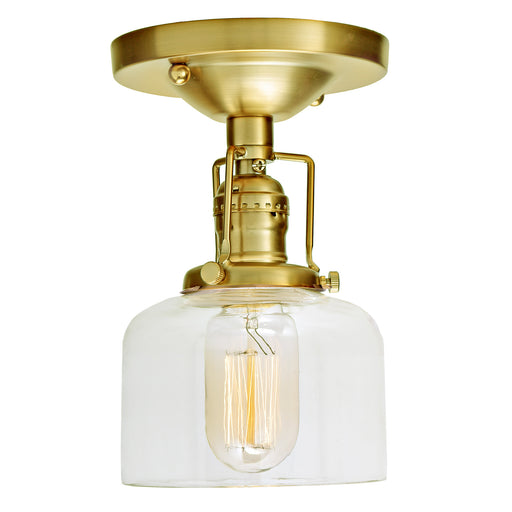 Central Park 1-Light Wrenley Ceiling Mount with 5" Glass Shade in Satin Brass