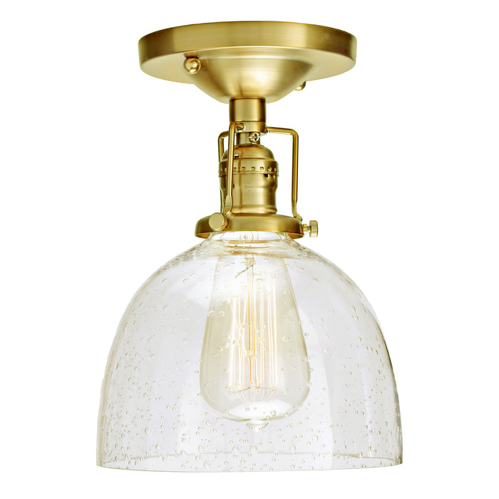 Central Park 1-Light Ceiling Mount with 7" Glass Shade in Satin Brass with Bubble Glass