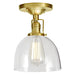 Central Park 1-Light Ceiling Mount with 7" Glass Shade in Satin Brass with Clear Glass