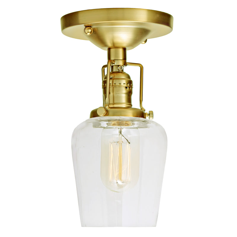 Central Park 1-Light Ceiling Mount with 4" Glass Shade in Satin Brass
