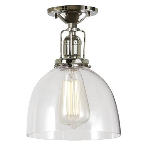 Central Park 1-Light Ceiling Mount with 7" Glass Shade in Polished Nickel with Clear Glass
