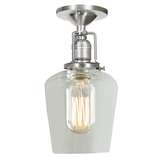 Central Park 1-Light Ceiling Mount with 4" Glass Shade in Satin Nickel