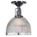 Central Park 1-Light Ceiling Mount with 7" Glass Shade in Gun Metal with Mercury Ribbed Glass
