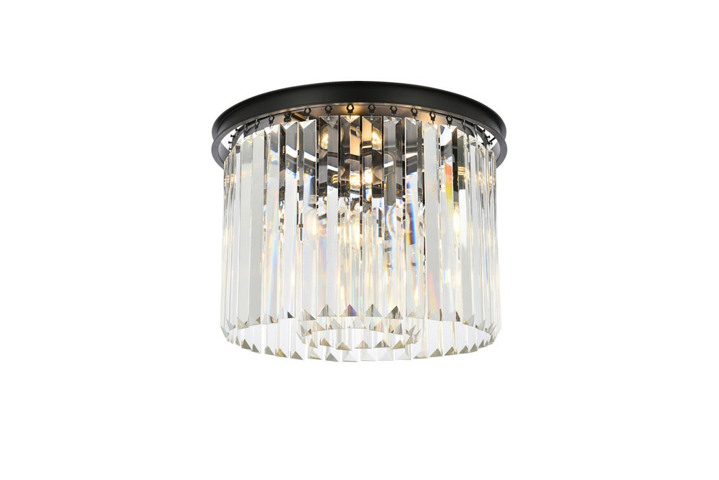 Sydney 6-Light Flush Mount in Matte Black with Clear Royal Cut Crystal