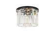Sydney 6-Light Flush Mount in Matte Black with Clear Royal Cut Crystal